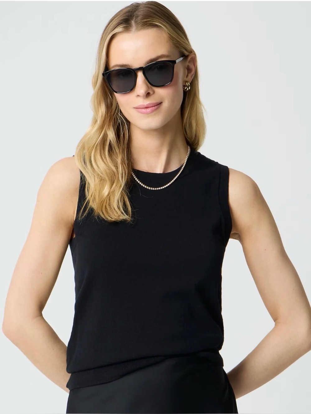 J.Crew SMALL Sweater Classic Shell Tank Top Black Cotton Crewneck Sleeveless NEW